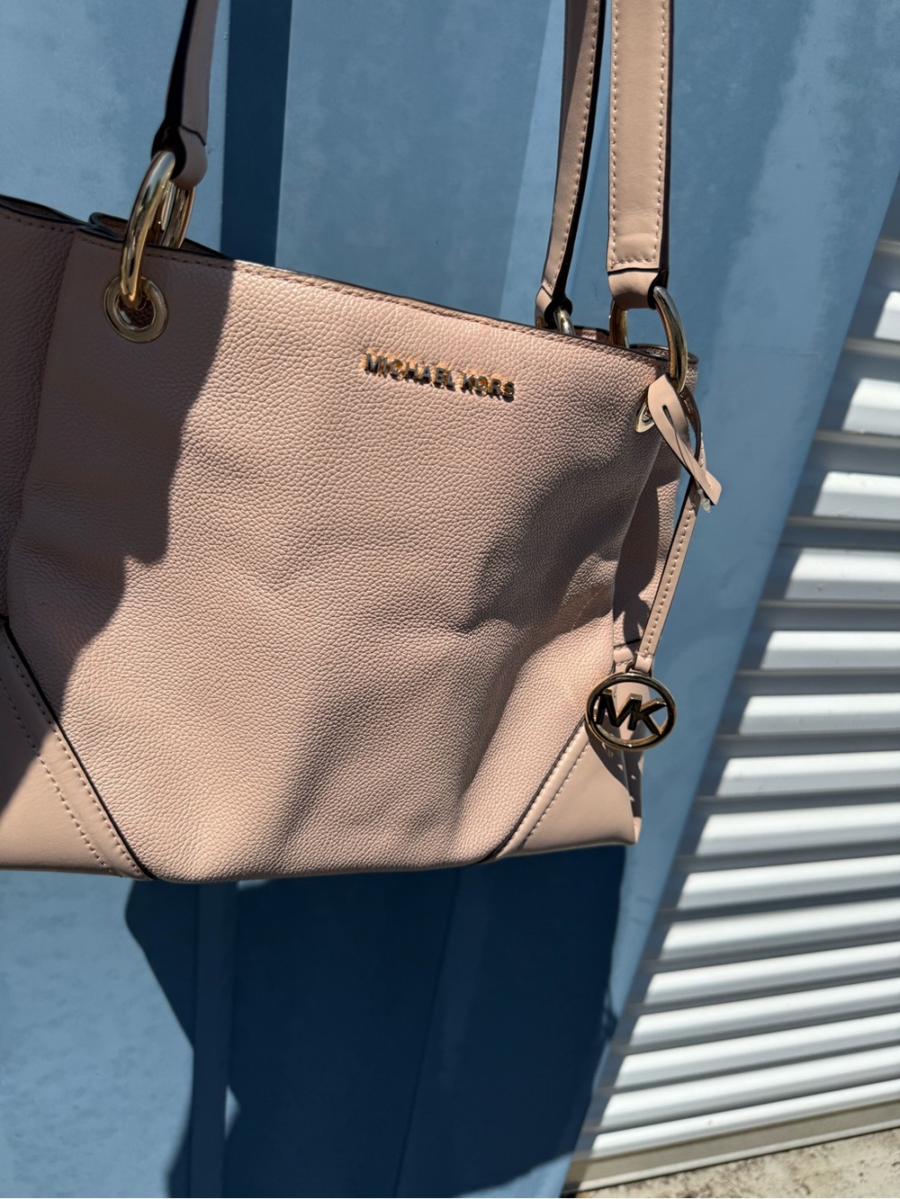 Michael Kors Blush Leather Shoulder Bag with Gold Hardware